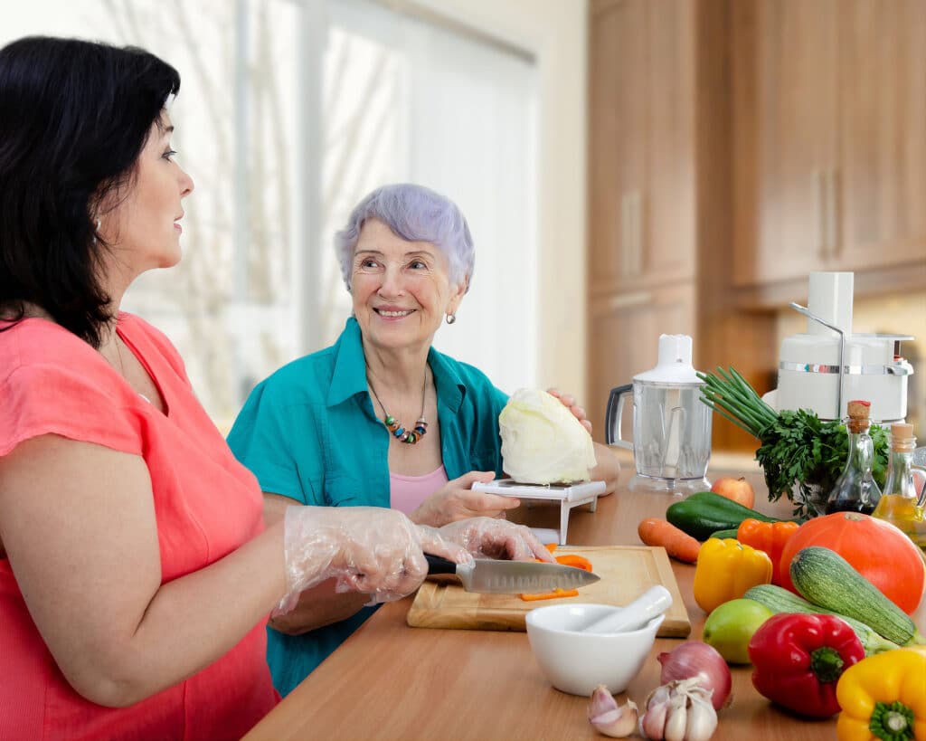Home care providers can help aging seniors with their diet and food preparation.